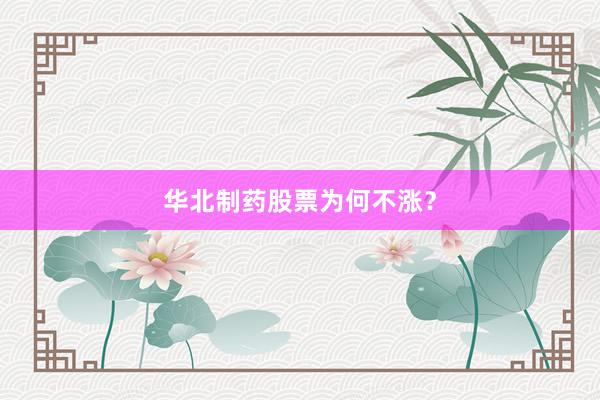 华北制药股票为何不涨?